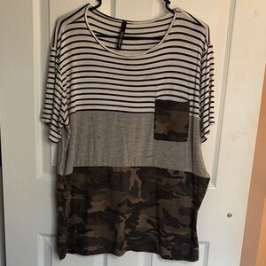 Striped and Camo Short Sleeve Tee